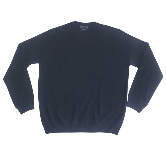 Piombo Other - PIOMBO 100% Lambswool V-Neck Sweater Men 2XL Black Luxury Lightweight Preppy New